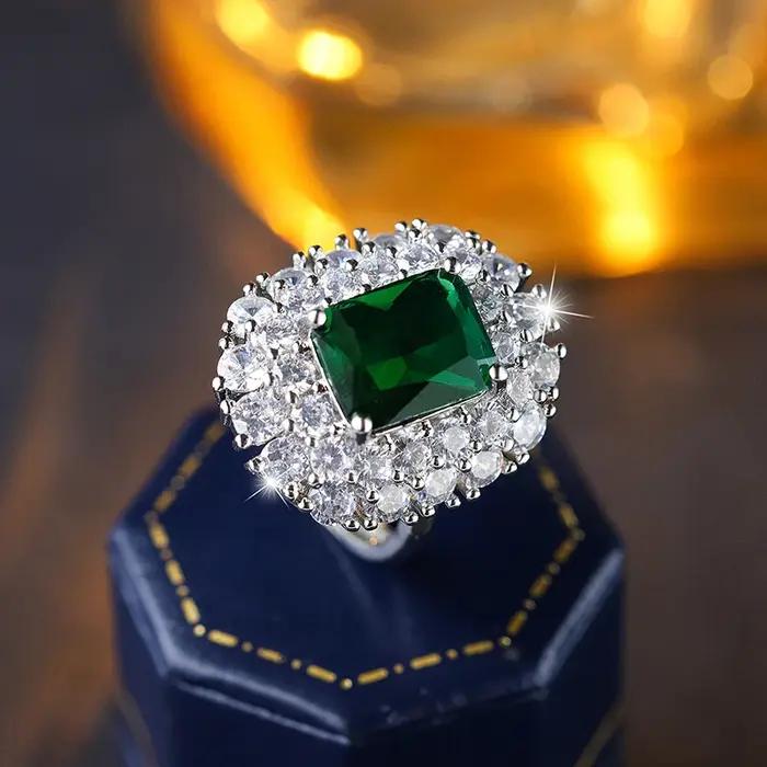 Bague en Zircon réglable pour femmes, vert/jaune/bleu scintillant, plaqué argent 925, bande ouverte, bijoux cadeaux, 2026