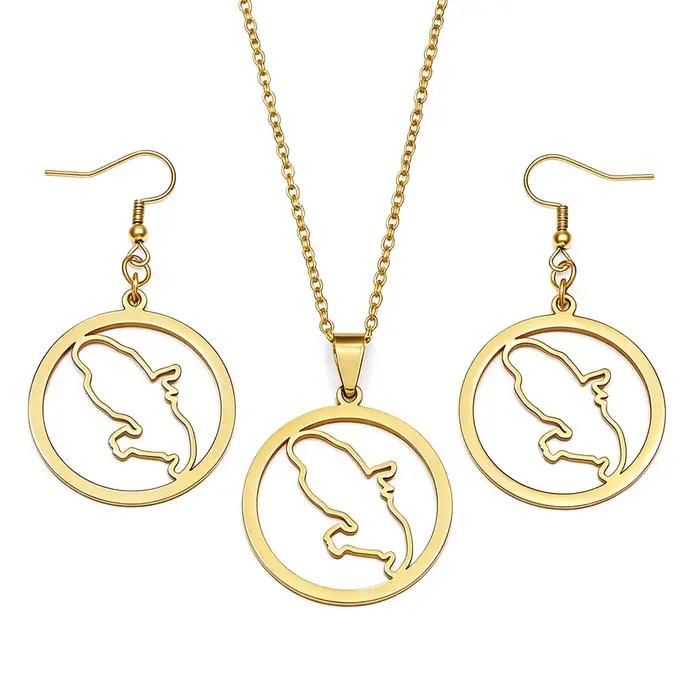 Ensemble de bijoux collier et boucles d'oreilles fleurs et carte de la Martinique pour femme occasions spéciales