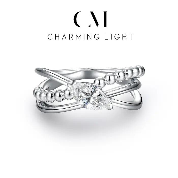 Bague Moissanite Charmante 2025 en argent sterling 925 pour femmes et hommes, coupe Marquise, pierre précieuse VVS1 à FL, cadeau de luxe pour occasions spéciales
