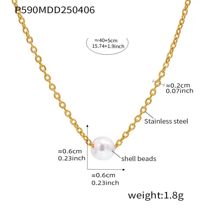 Magnifique collier ras du cou à chaîne au design simple pour femme, pendentif perle, bijou en acier
