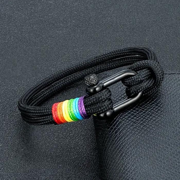 Bracelet en ULarc-en-ciel tressée multicolore pour couple