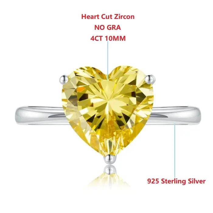 Bague en argent sterling S925 avec zircon/moissanite Halaile 4CT 5A