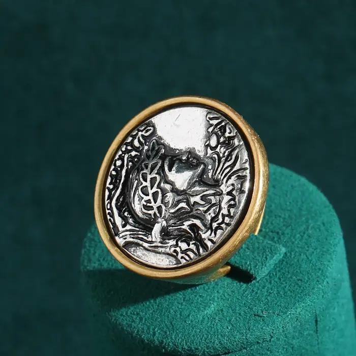 Bague de fiançailles avec pièce de monnaie Antique pour femme, Portrait de beauté Vintage, accessoires de couleur or, bijoux indiens de luxe de dubaï, tendance 2025