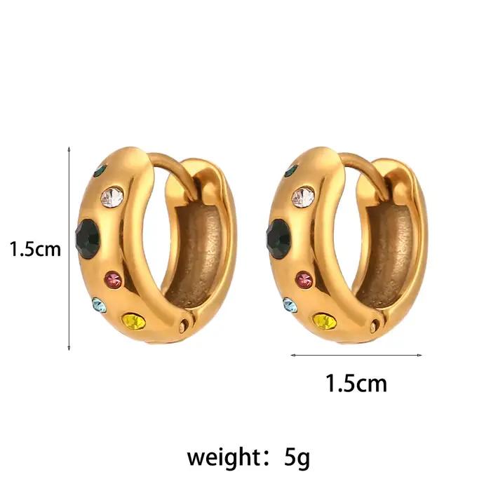 E.B.belle-Boucles d'Oreilles Colorées en Acier Inoxydable pour Femme, Bijoux à la Mode, Petites et É