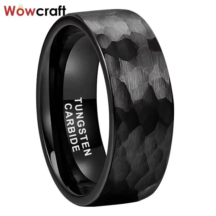 Bague en Tungstène Martelé Rose Gold Alliance de Mariage Élégante pour Hommes et Femmes Occasions Spéciales