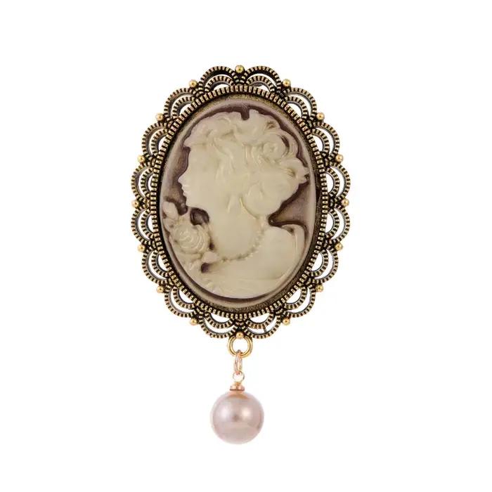 Broche camée de reine au Design victorien Vintage, cadeau de bijoux de beauté de mariage Antique, Style élégant