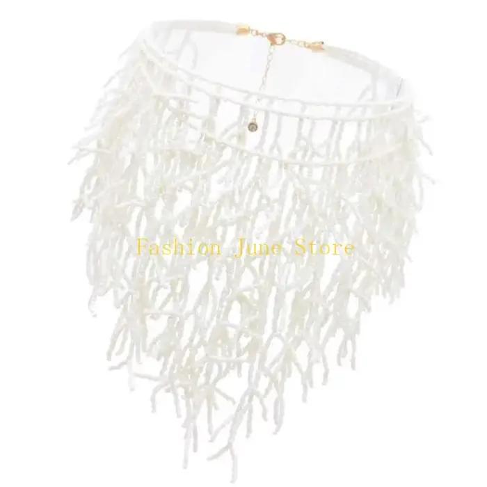 N5KA – collier en corail tissé à main, accessoire bijoux polyvalent pour dames