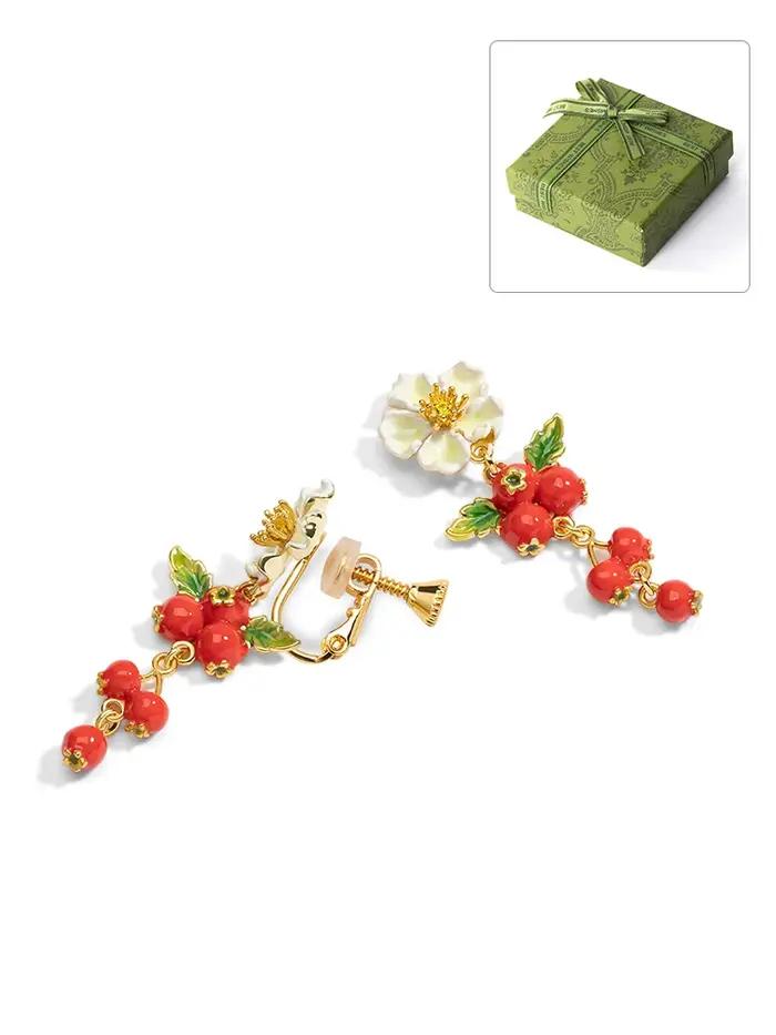 Boucles d'Oreilles en Forme de Fleur de Fruit pour Femme, Bijoux Romantiques de Mariage Coréen, à la