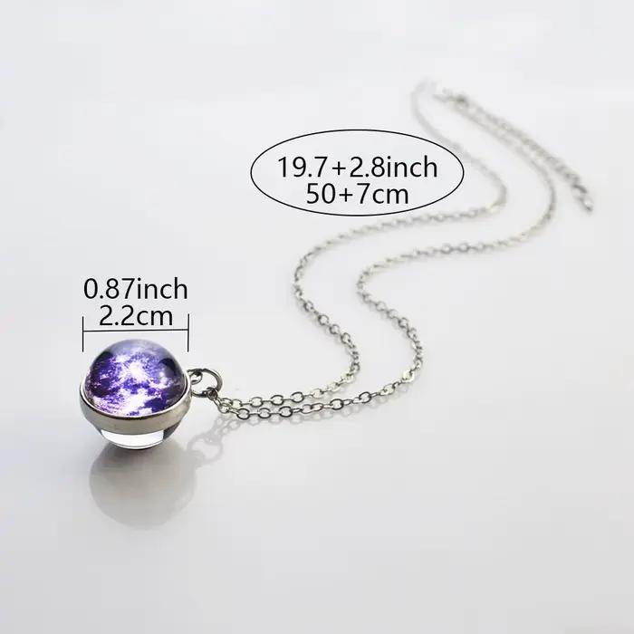 Collier planète aurore avec boule de verre double face, bijou d'astronomie pour femmes et hommes, cadeau occasion spéciale