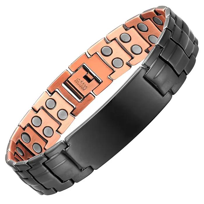 Bracelet magnétique en cuivre personnaliser ID nom Bracelets pour hommes femmes Bracelet réglable Br