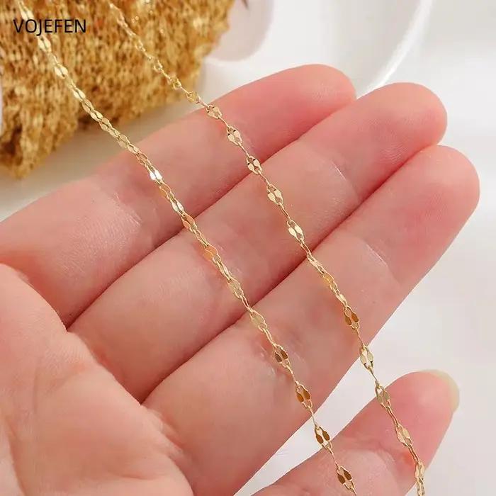 VOJEFEN AU585 collier en or massif 14K lèvres chaînes tour de cou luxe bijoux fins véritable or véri