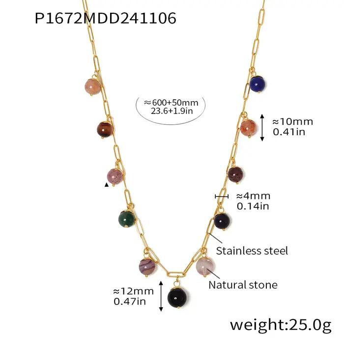 Collier à breloques en pierre naturelle pour femme, plaqué or 18 carats, colliers de cou, bijoux Boho, multi-documents, JOPresidence