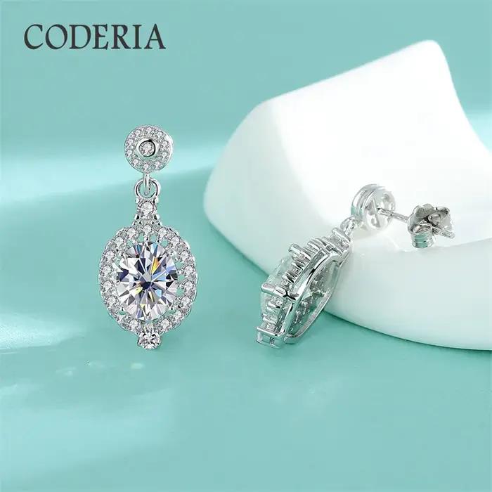 6*8mm 1.5 Carat ovale Moisanne boucles d'oreilles femmes bijoux de mariage cadeau 925 argent Sterling plaqué or 18K