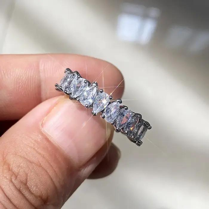 Bague de Fiançailles et de Mariage en Argent AAA CZ pour Femme