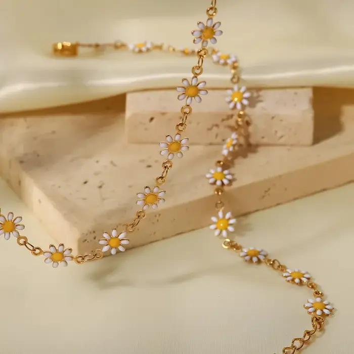 LUXUKISSKIDS nouveau élégant petite fleur breloques Collier romantique femme marguerite chaînes pendentif colliers mignon fille accessoires cadeaux