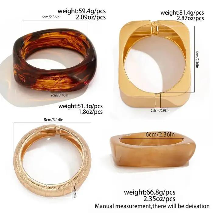Lacteo Hyperbole Hip Hop Punk empilable métal printemps Bracelet femmes à la mode Vintage épais résine large