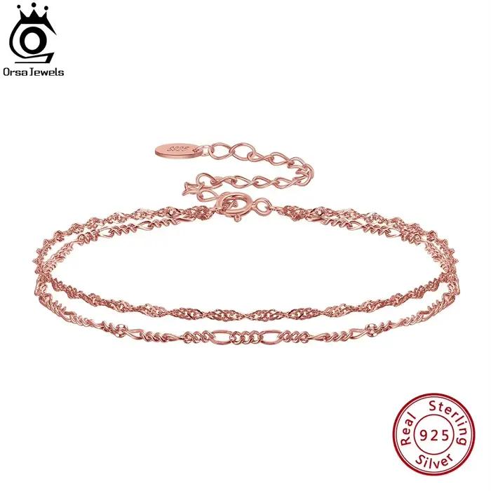 ORSA jewelry – Bracelet Double couche en argent 925 massif pour femme et fille