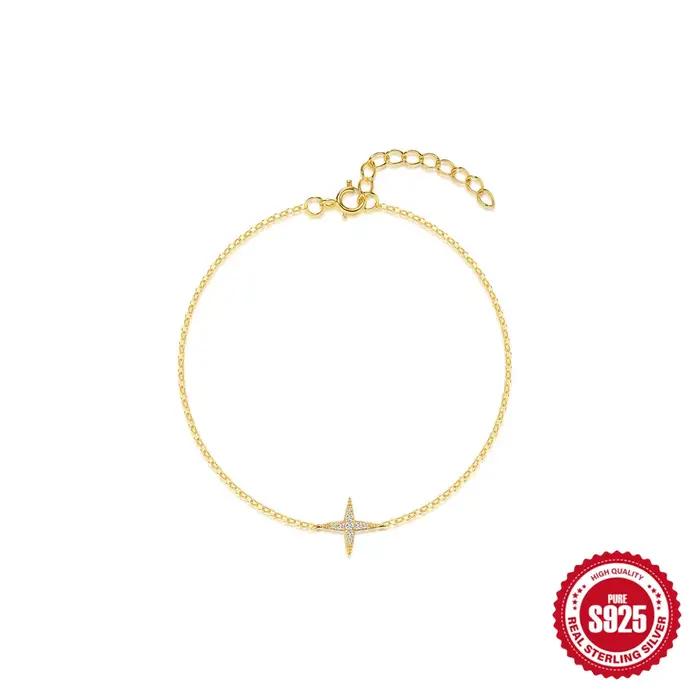 CANNER réel S925 en argent Sterling Mini Zircon fleur pendentif Bracelet chaîne pour femmes bijoux f