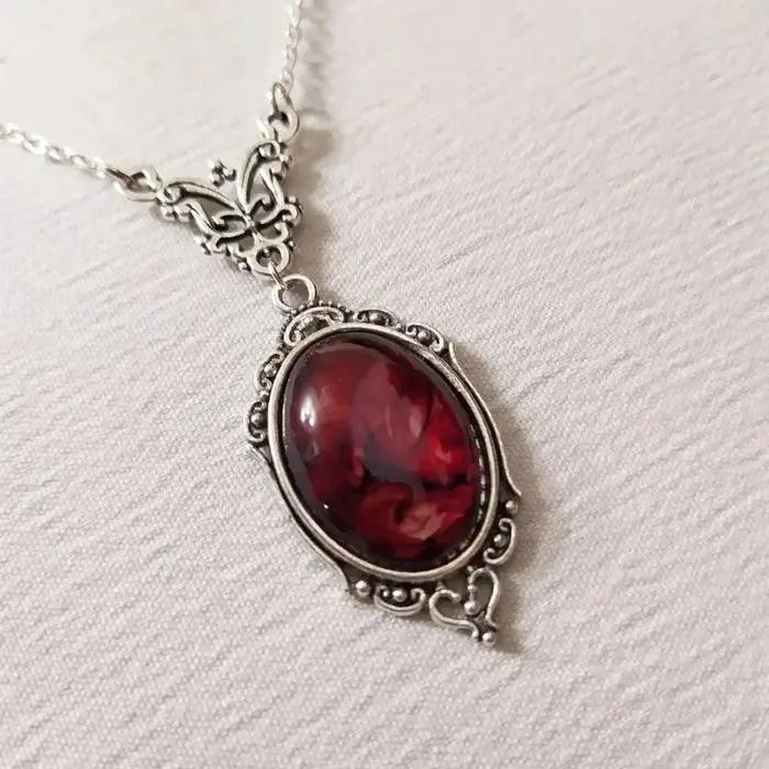 Nouveau collier Vintage en cristal de Quartz rouge