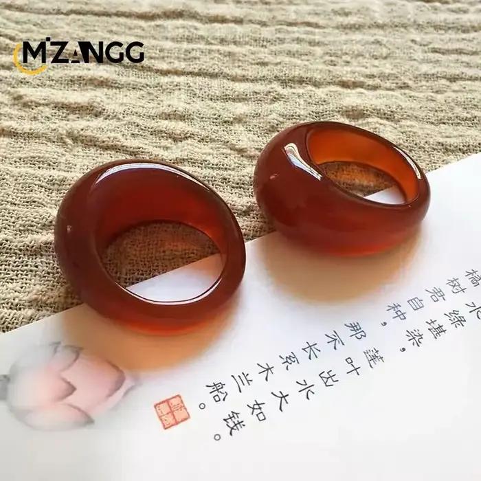Bague en Agate naturelle et calcédoine pour hommes et femmes