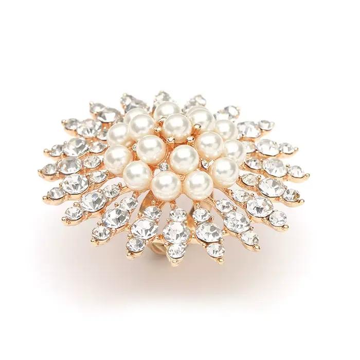Zinsed-Bague de fiançailles plaquée or pour mariée, bijoux de mariage, matiques réglables, fleur magnifique exquise, perle de luxe