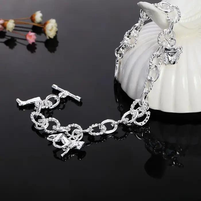 DOTEFFIL 925 en argent Sterling cheval paquet bottes Bracelet pour les femmes de mariage fiançailles fête bijoux