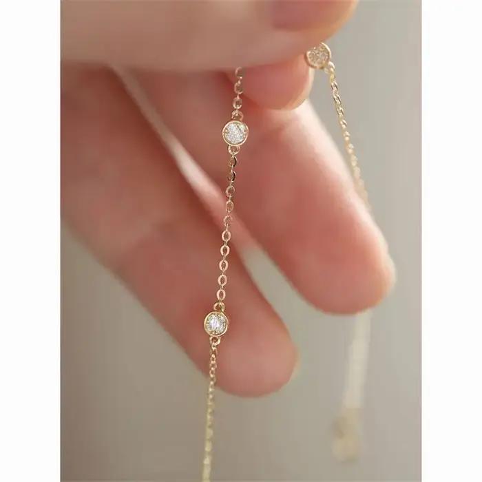 Somilia 925 argent Sterling 5A Zircon rond 14K plaqué or Bracelet à breloques pour les femmes classi