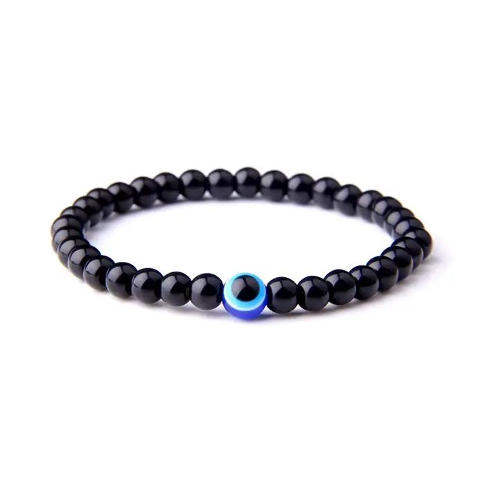 Bracelet à breloques turc Evil Eye, 6mm, hématite naturelle, agates, turquoises, perle de pierre, br