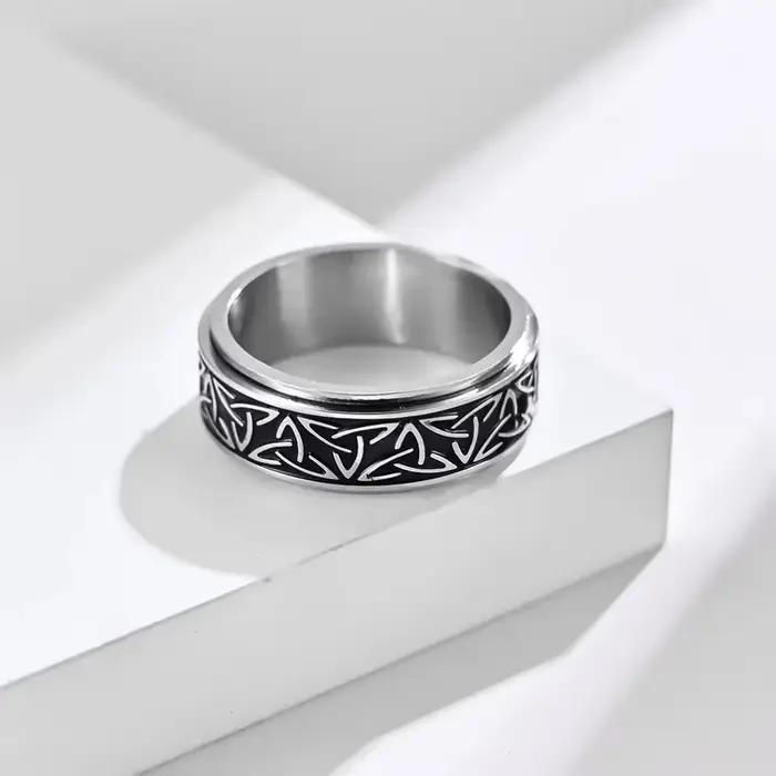 Anneau en acier inoxydable vintage viking celtique noeud rune rotatif pour hommes occasions spéciales cadeau romantique