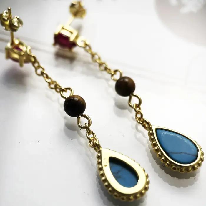 Boucles d'oreilles Riviera plaquées or zirconium goutte d'eau bijoux argent sterling 925 bohème pour femmes occasions spéciales