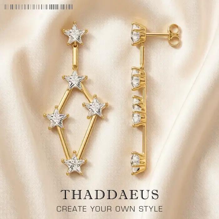 Boucles d'oreilles étoiles oniriques dorées pour femmes styles modernes bijoux fins argent sterling 925 zirconium rouge noir occasions spéciales anniversaire