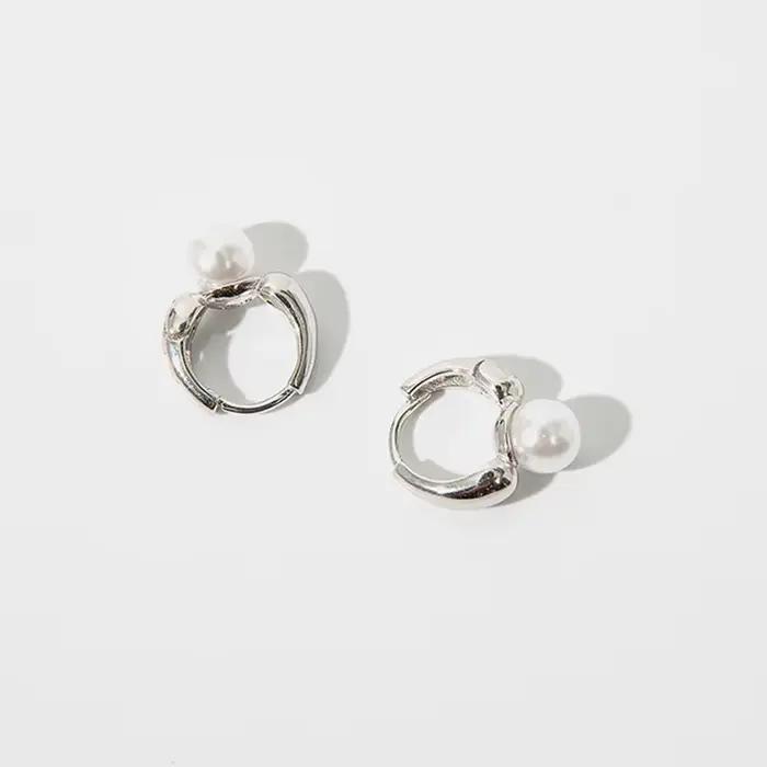 ANENJERY – boucles d'oreilles créoles en Imitation de perles pour femmes, rondes, bijoux d'oreille pour fête de mariage, vente en gros