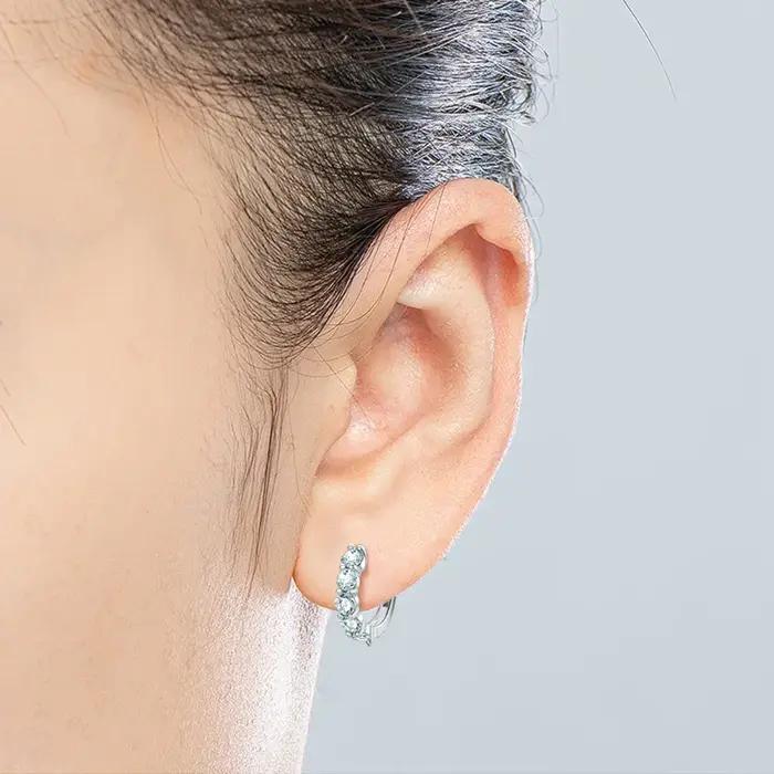Boucles d'oreilles créoles en argent sterling 925 serties de Moissanite blanche pour femmes occasions spéciales engagement
