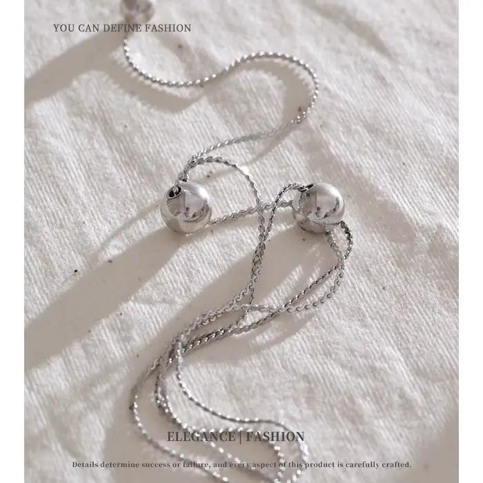 NiNice – collier en acier inoxydable, pendentif de perles rondes, Design suspendu à Double couche, cadeau exquis, nouveau