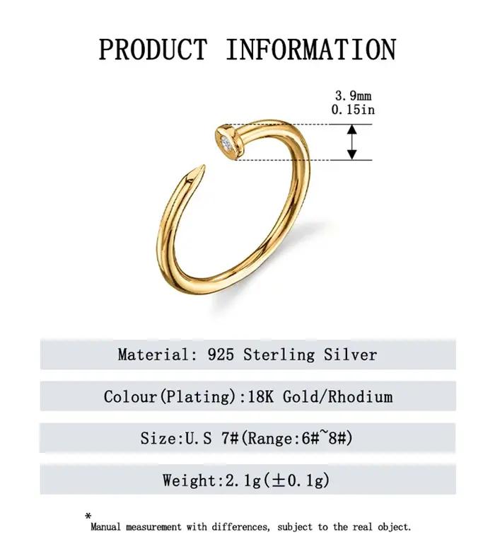 Bague en argent Sterling 925 avec certificat d'authenticité