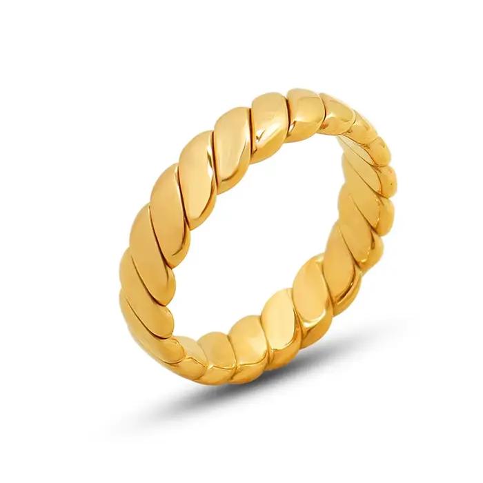 Bagues en acier inoxydable 316L pour femmes, plaqué or 18 carats, étanche, ne se décolore pas, Simple, bijoux pour Couples, cadeau
