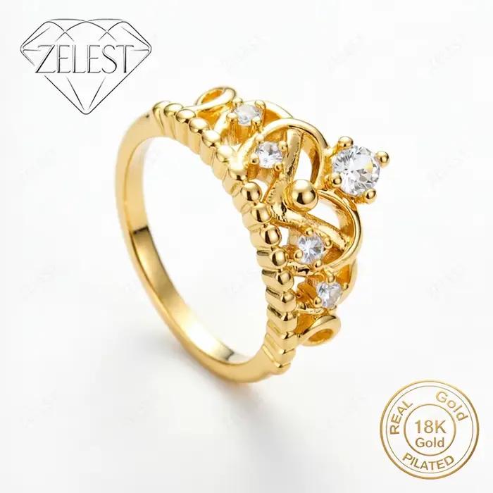 Argent sterling 925 plaqué or 18 carats Luxe # Bague 8 couronnes en zircon - Accessoires de bijoux p