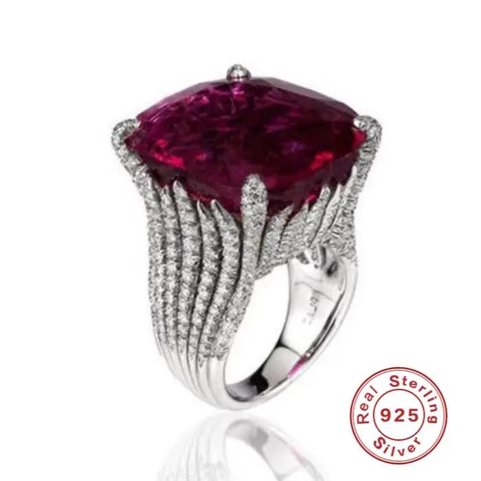 Bague en argent Sterling 925 sertie de cristal de zircon pour femmes et filles occasions spéciales mariage cadeau romantique