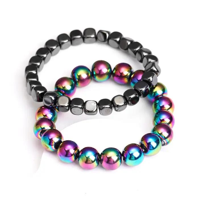 Bracelet en pierre d'énergie hématite classique pour homme et femme occasions spéciales partage amoureux cadeau d'amitié