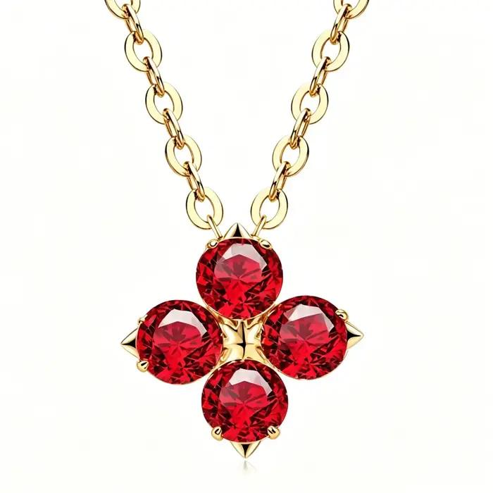 Collier pendentif trèfle à quatre feuilles en argent sterling 925, coupe poire, moissanite D VVS1, bijoux fins de luxe pour femmes