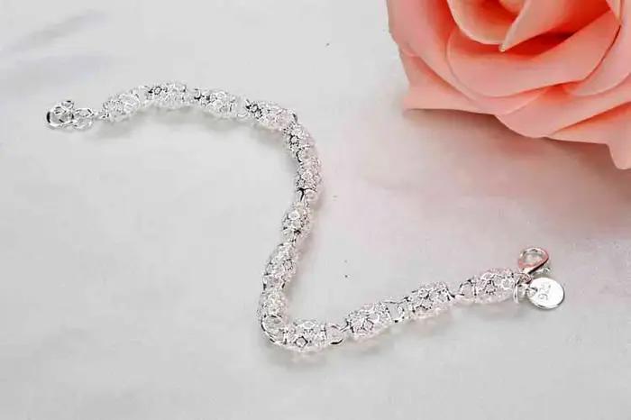 Bracelet en argent sterling 925 avec breloque et chaîne géométrique en zircone pour femmes occasions spéciales mariage fiançailles anniversaire soirée élégante