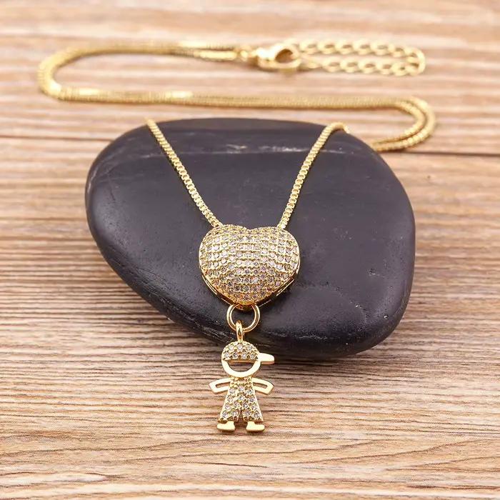 Nidin nouveau Design de luxe cuivre incrusté brillant Zircon garçons et filles pendentif à breloque collier pour femmes mode femme bijoux cadeaux