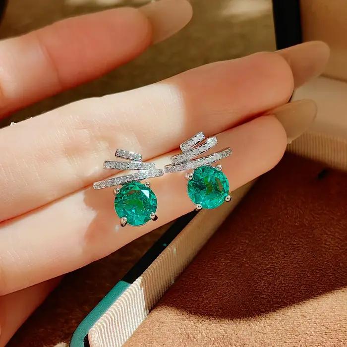 Boucles d'oreilles paraiba scintillantes pour femmes argent sterling 925 zirconium cristal occasion spéciale anniversaire bijoux de luxe