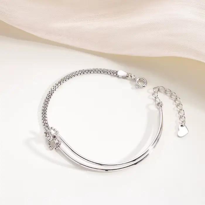 Bracelet en argent sterling 925 avec nœuds entrelacés pour femmes et filles, style vintage minimaliste, chaîne réglable, bijou de fête, cadeau