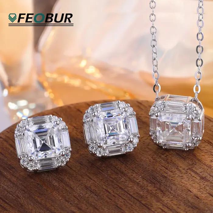 Collier en Moissanite Taille Asscher 2 Carats Argent Sterling 925 Pour Femme Cadeau de Mariage Anniversaire Soirée Élégante