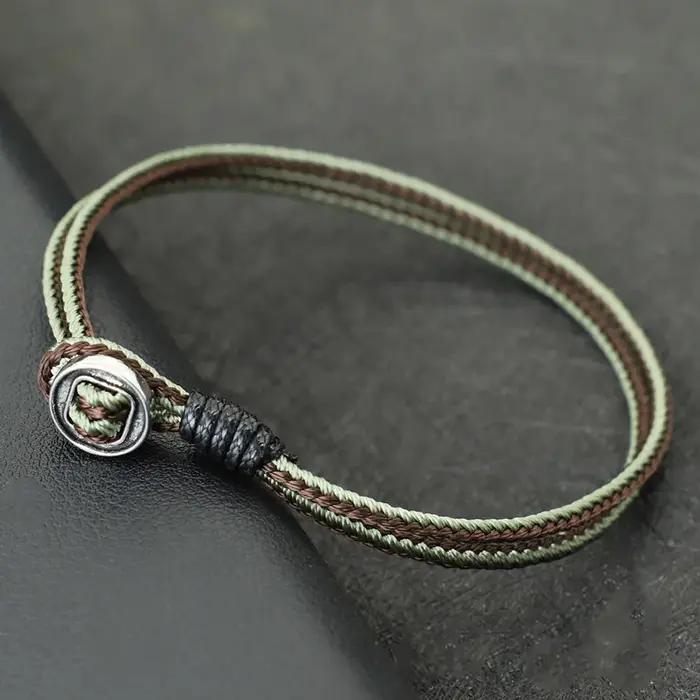 Noter Grade A 3mm corde Bracelet pour hommes tressé à la main macramé Bracelet rétro loisirs Pulseira en plein air Cool Biker accessoires