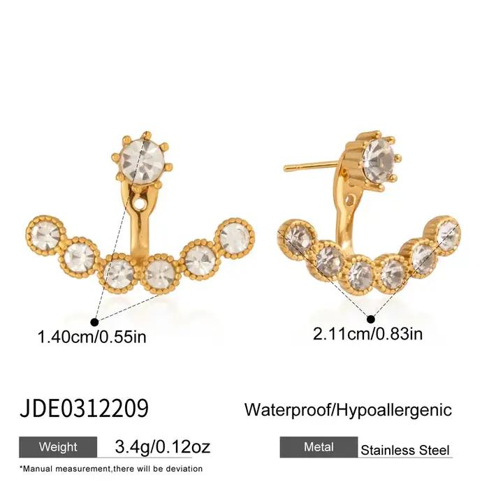 Boucles d'oreilles en forme d'éventail Zora Classic zircone blanche plaquées or pour femmes mode et sophistiquées occasions spéciales