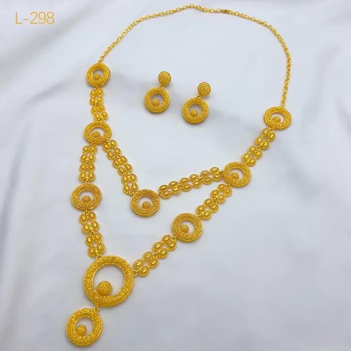 ANIID Dubai 24K couleur or ensembles de bijoux de mariage collier africain boucles d'oreilles pour les femmes nigérian indien mariée 2 pièces ensemble cadeaux de fête