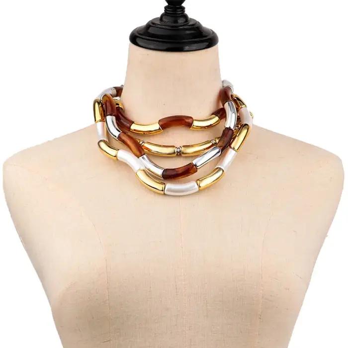 Colliers épais en bambou et acrylique pour femmes