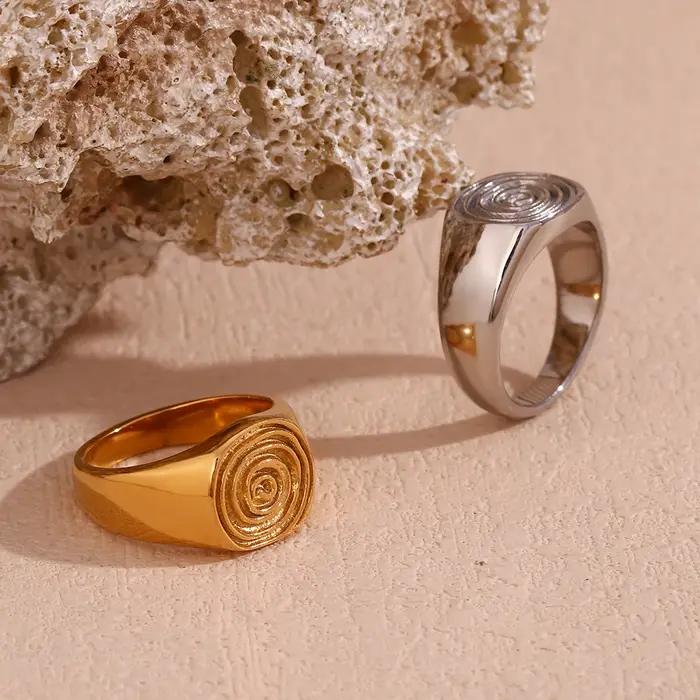 Bague Étanche aux Empreintes Digitales Drôle et Élégante en Plaqué Or 18 Carats pour Femmes Occasions Spéciales